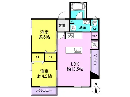 ACTビルディング(2LDK/3階)の間取り写真