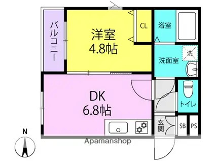 LA-CREA 塚口本町(1DK/2階)の間取り写真