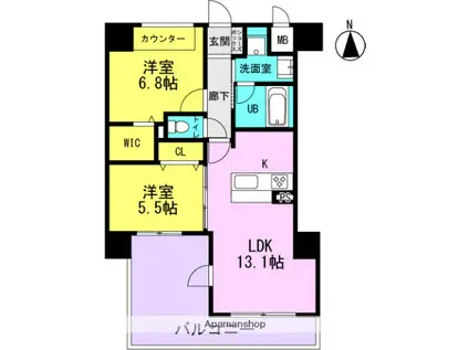ティマー・レジデンシィ塚口(2LDK/3階)の間取り写真