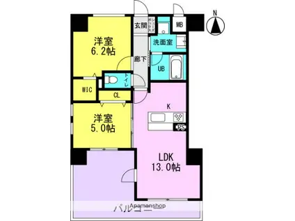 ティマー・レジデンシィ塚口(2LDK/4階)の間取り写真