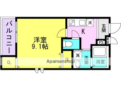 フジパレス東難波町三丁目(1K/2階)の間取り写真
