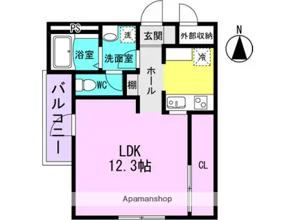 GLANZ COURT JOHN 立花町(ワンルーム/3階)の間取り写真