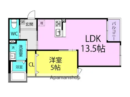 COCON GRANDJOUR 武庫之荘西(1LDK/3階)の間取り写真