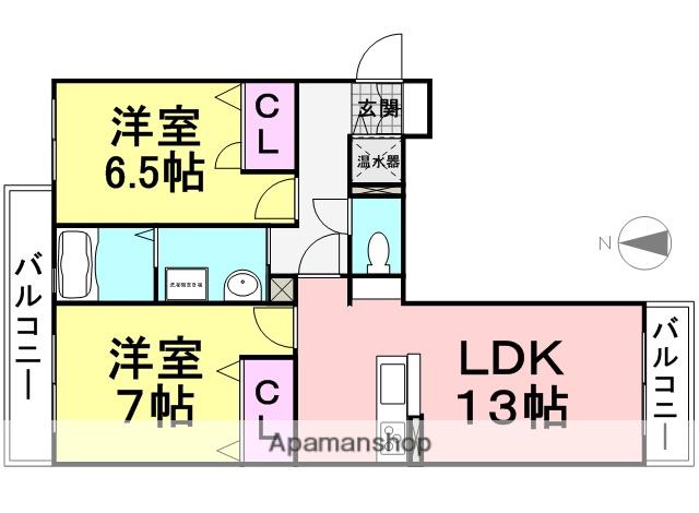 シャーメゾンクレール(2LDK/2階)の間取り写真