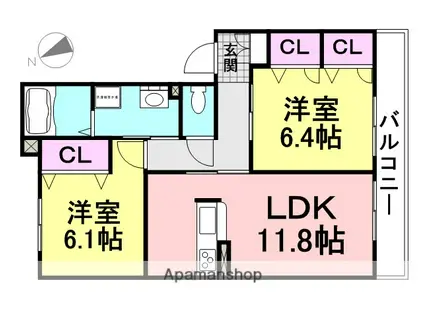 シャーメゾンライトリー(2LDK/3階)の間取り写真
