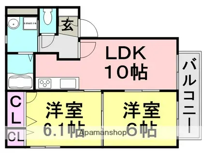 シャーメゾン大庄(2LDK/1階)の間取り写真