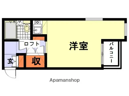 トクワ1(ワンルーム/2階)の間取り写真