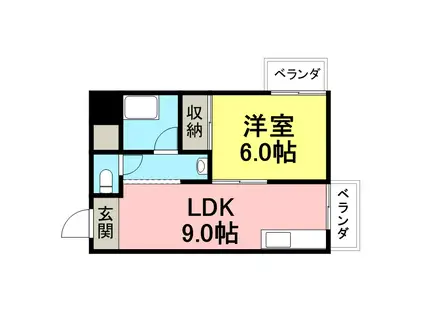 武庫之荘パークビレッジ(1DK/3階)の間取り写真