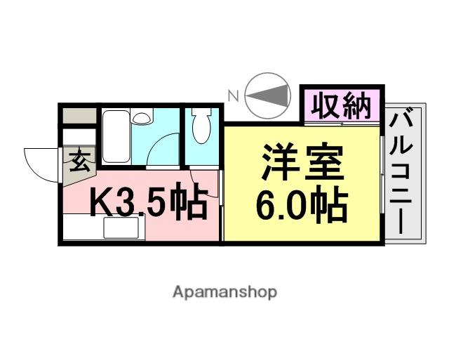 パークサイドU(1K/4階)の間取り写真