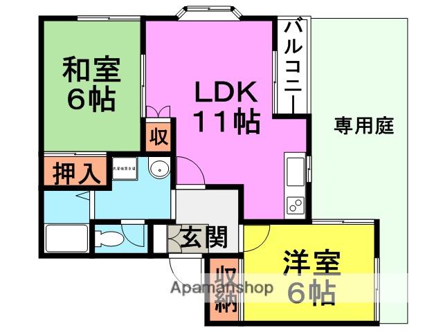 アベニュー武庫之荘(2LDK/1階)の間取り写真