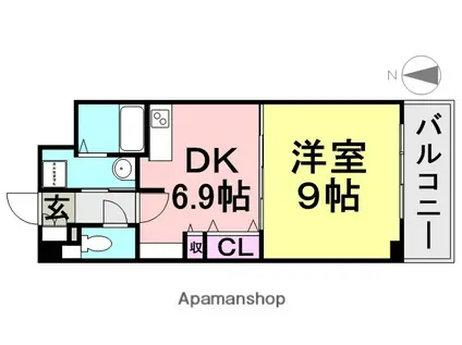 プロヴァンス(1DK/4階)の間取り写真