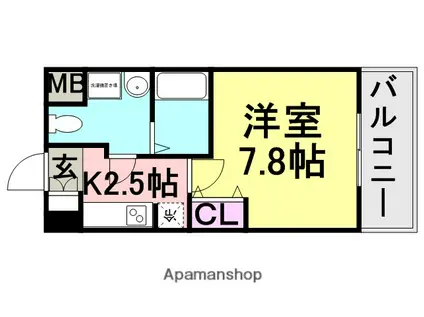レジュールアッシュ尼崎駅前(1K/8階)の間取り写真