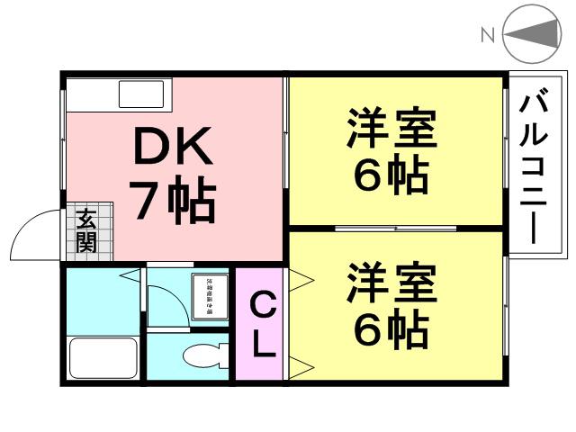 吉本ハイツ(2DK/1階)の間取り写真