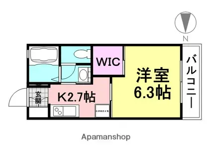 サンヴィラージュレイ(1K/2階)の間取り写真