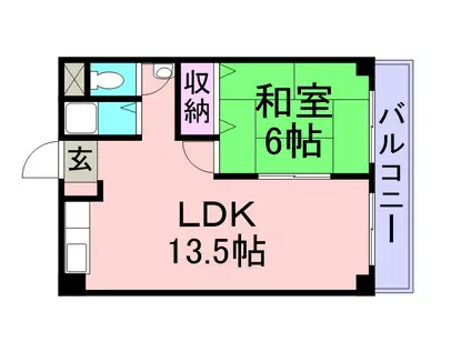 コーポ白峰(1LDK/4階)の間取り写真
