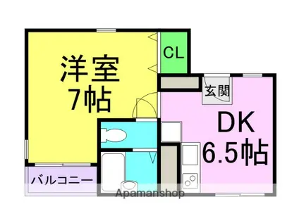 ユーコート鳴尾(1DK/2階)の間取り写真