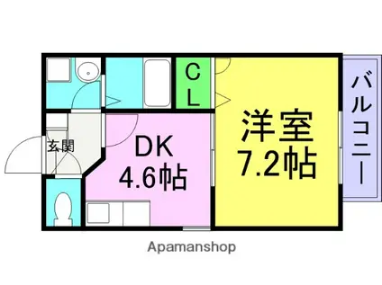 パレス武庫川(1DK/1階)の間取り写真