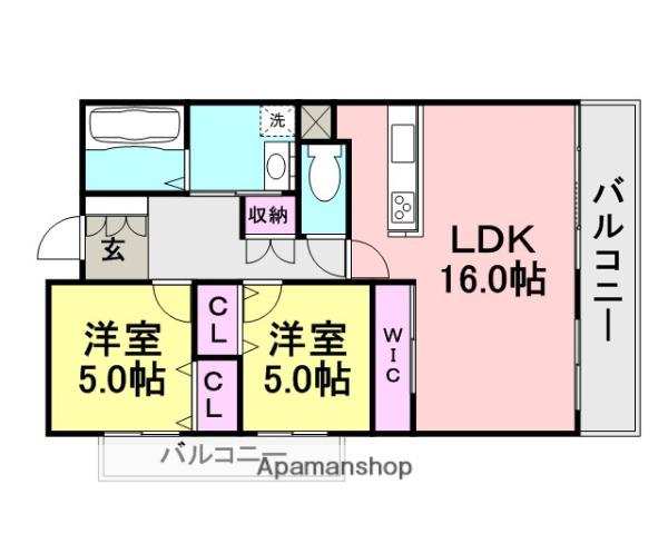 LUXE武庫之荘(2LDK/2階)の間取り写真