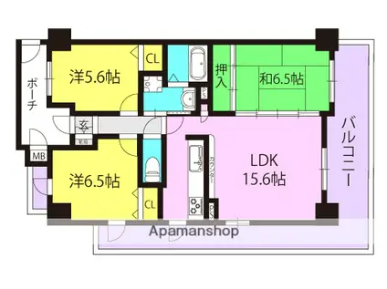 コスモ武庫川公園(3LDK/8階)の間取り写真