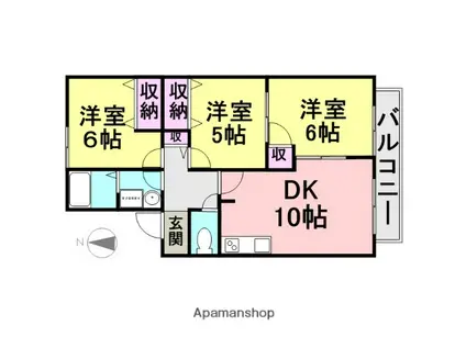 フルールK.T(3LDK/1階)の間取り写真