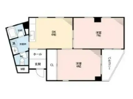 エクセイト武庫之荘(2DK/4階)の間取り写真