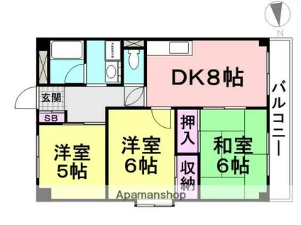 シティハイツ立花2(3LDK/4階)の間取り写真