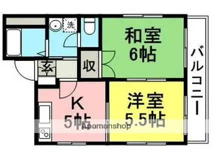 千寿ハイツ(2K/1階)の間取り写真