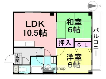 モンスフェールリュウ(2LDK/3階)の間取り写真