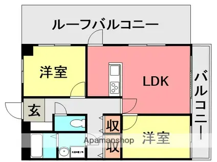 ハウゼ富士(2LDK/6階)の間取り写真