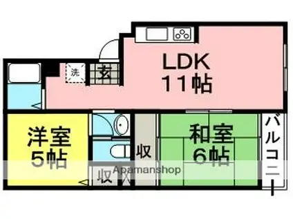 ビューラー藤木(2LDK/3階)の間取り写真
