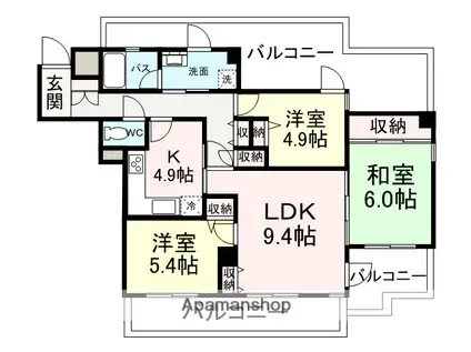 コスモ南武庫之荘(3LDK/5階)の間取り写真
