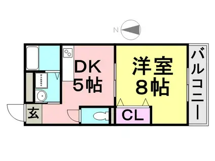 フェアリーテール出屋敷(1DK/2階)の間取り写真