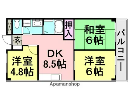 梅の木公園アーバンリズ(3DK/1階)の間取り写真