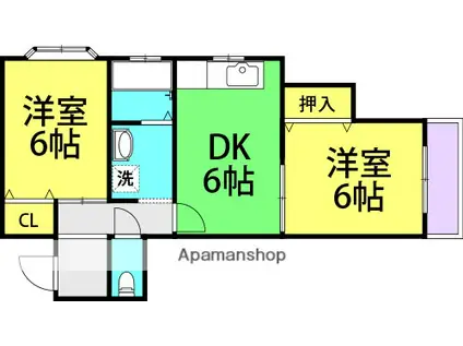 武庫之荘グリーンハイツ 1(2DK/2階)の間取り写真