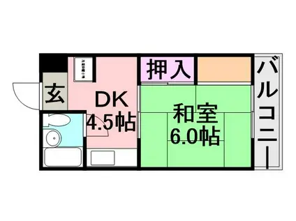 シャトルイツキ(1DK/3階)の間取り写真