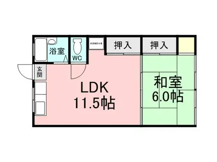 山岡マンション(1LDK/2階)の間取り写真