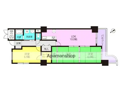 尼崎アーバンコンフォート(3LDK/14階)の間取り写真