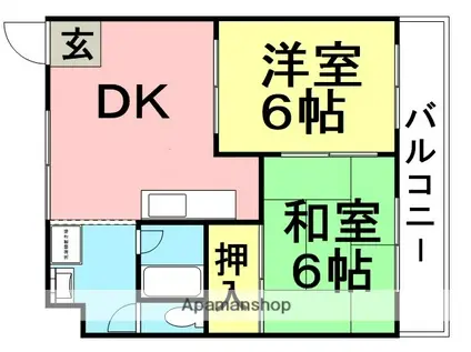 ぺディハイツ塚口(2DK/3階)の間取り写真
