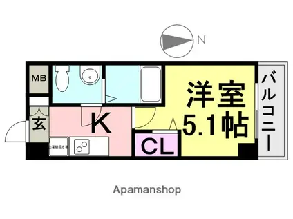 アリビオ立花2(1K/2階)の間取り写真