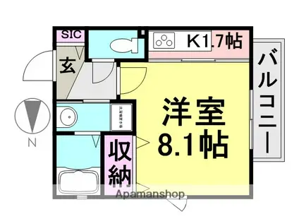 ベェルウェル稲葉(1K/2階)の間取り写真