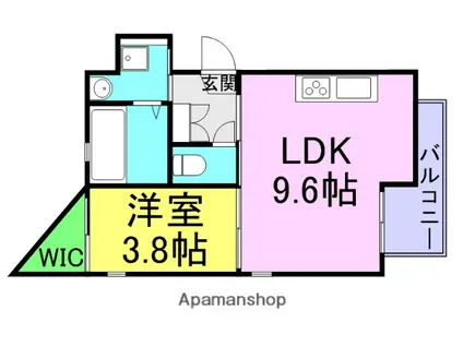 パロス武庫川ソラシア(1LDK/2階)の間取り写真