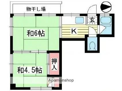 藤マンション(2K/2階)の間取り写真