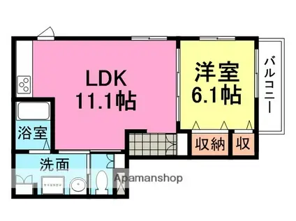 グリーンフォレスト武庫之荘12(1LDK/2階)の間取り写真