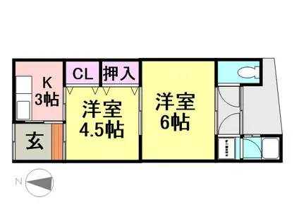 七松町3丁目庄司文化(2K/1階)の間取り写真