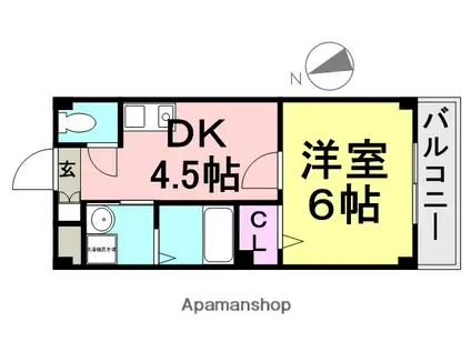 リビングエース平和(1DK/2階)の間取り写真