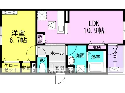 モデルノ ケマ(1LDK/1階)の間取り写真