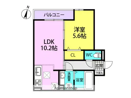 GLANSPICA(1LDK/2階)の間取り写真