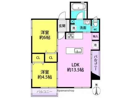 ACTビルディング(2LDK/3階)の間取り写真