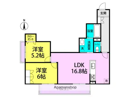 グラン フォレスタN(2LDK/2階)の間取り写真