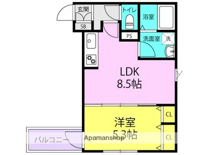 LA-CREA 塚口本町(1DK/2階)の間取り写真